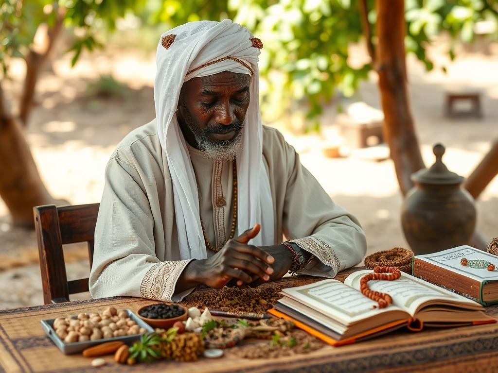 A Sudanese spiritual practitioner combining traditional and Islamic elements in practice