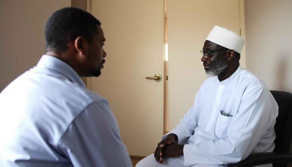 A discreet consultation between a client and Marriage Spell Caster in Sudan