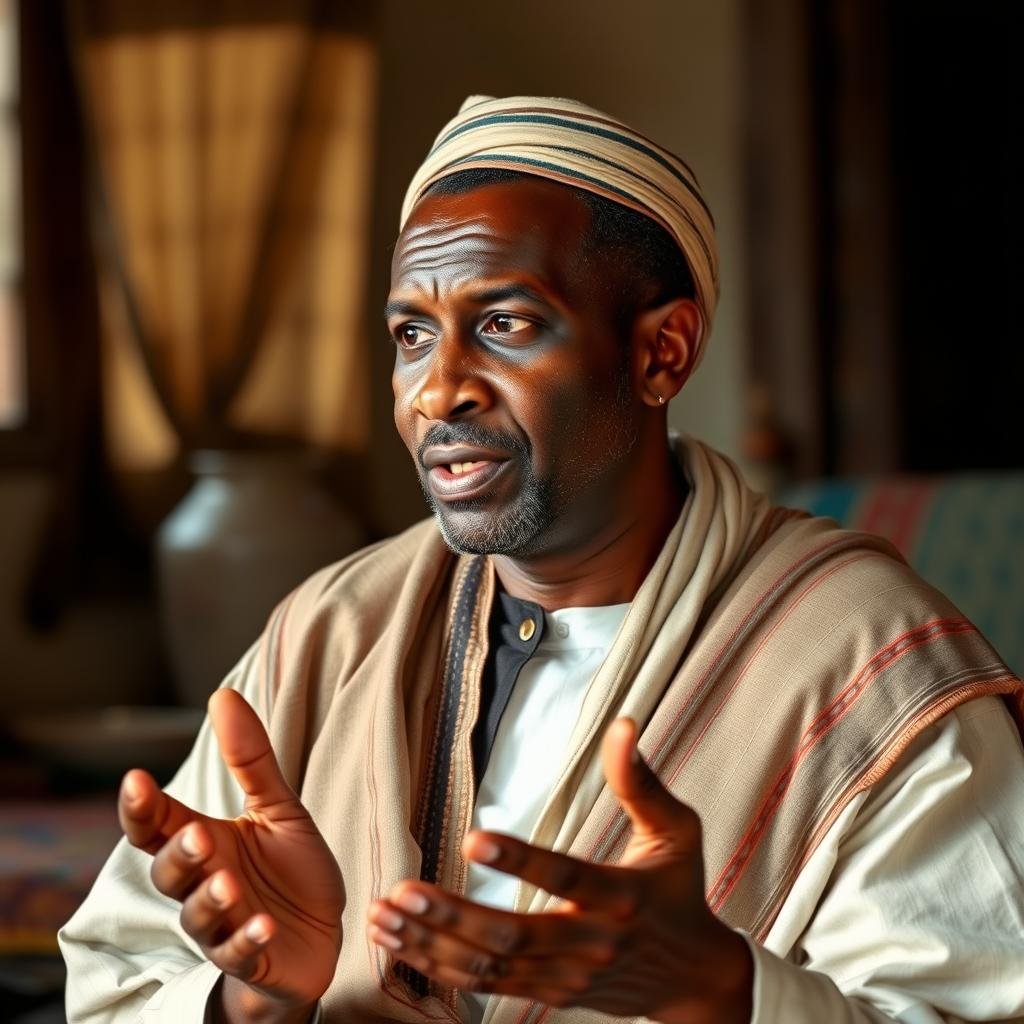 A middle-aged Sudanese man describing his experience