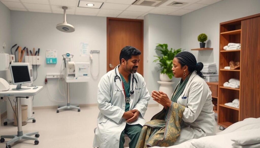 A modern clinic where traditional healers work alongside Western medical practitioners