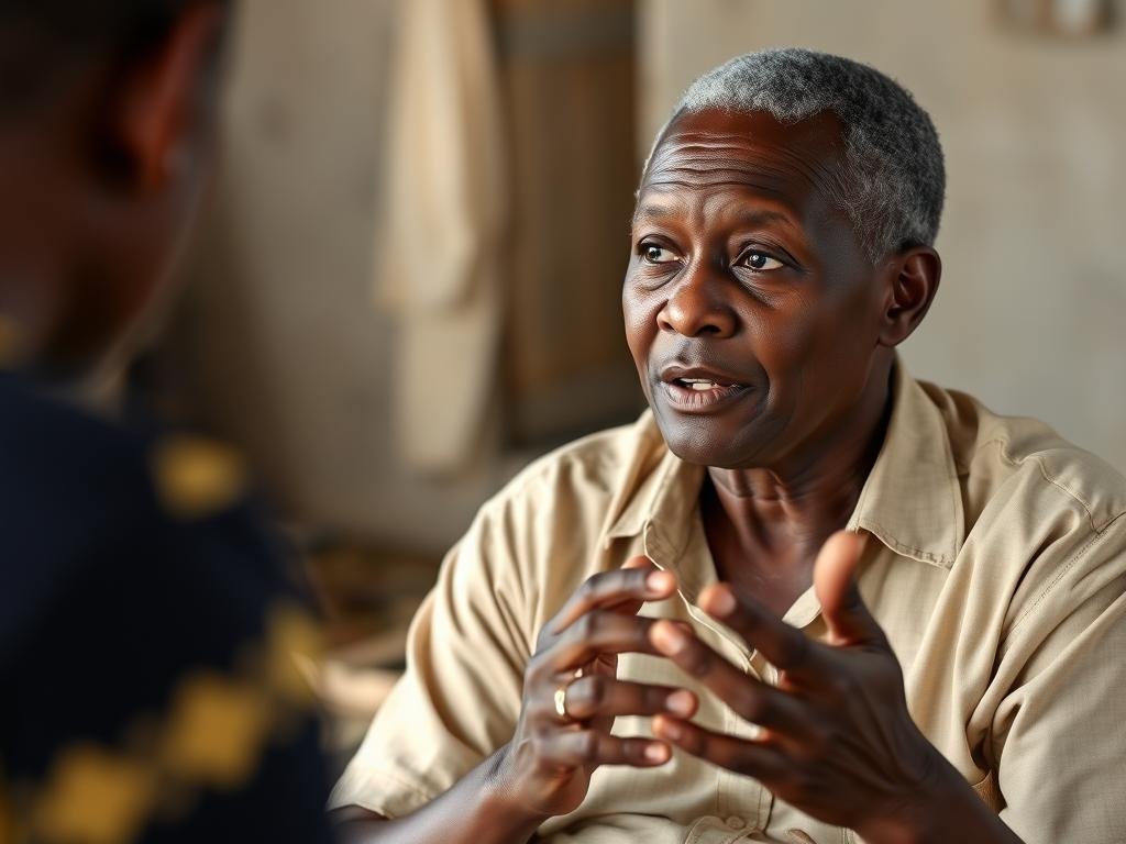 A patient sharing their experience with traditional healing in Uganda