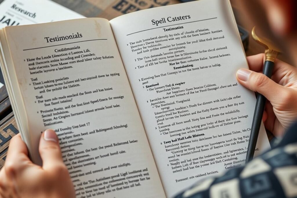 A person checking reviews and credentials of a marriage spell caster in Greece
