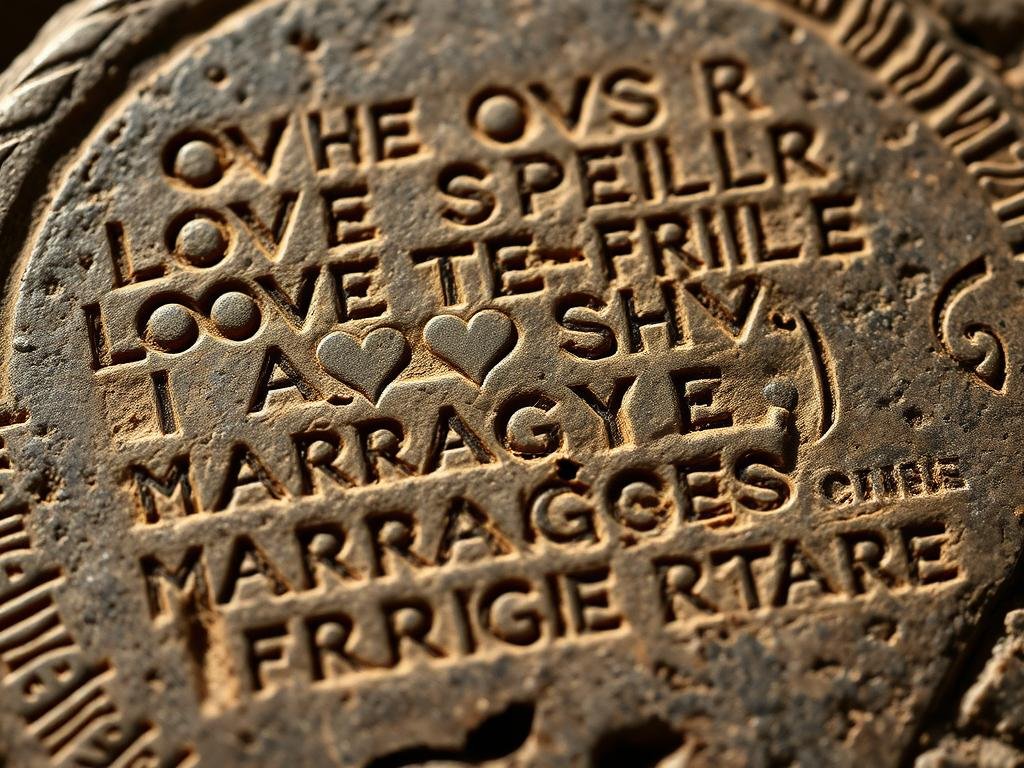 Ancient Greek artifact showing love spell inscriptions used in marriage rituals