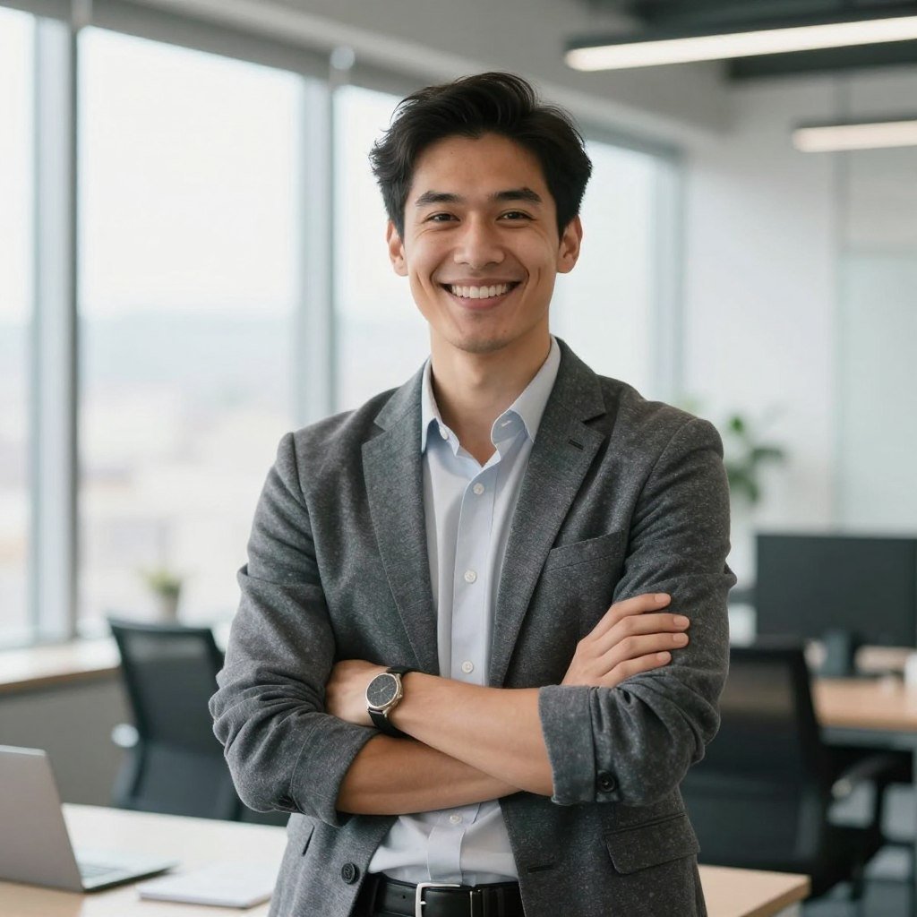 Business professional experiencing increased confidence after spiritual ritual