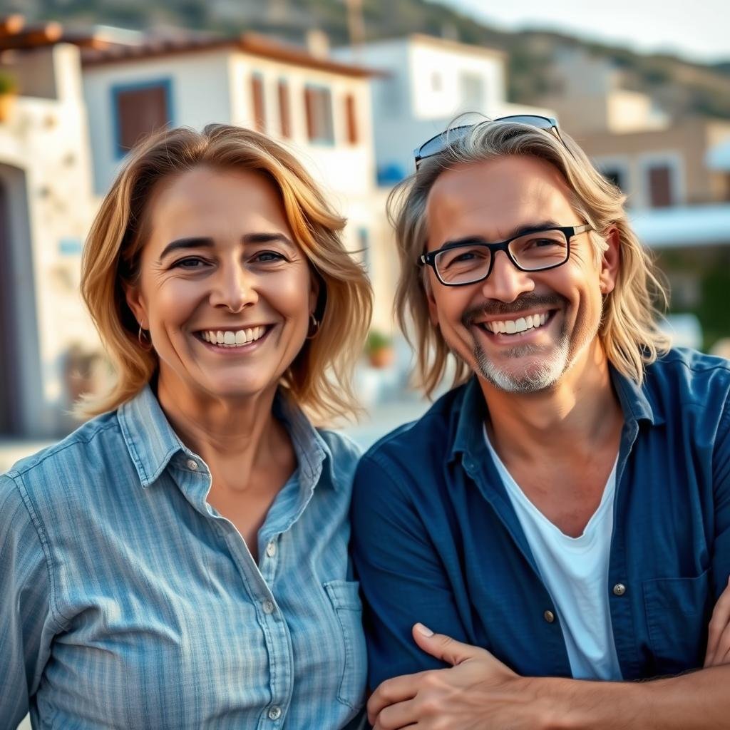 Portrait of a couple sharing their positive experience with a marriage spell caster in Greece