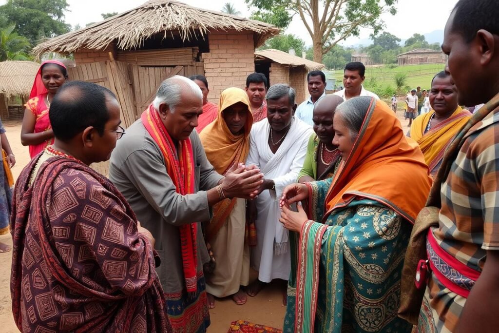 Post-conflict reconciliation ceremony using traditional methods