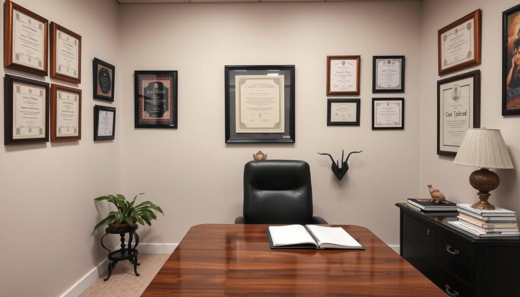 Professional office of a love spell caster from Africa in USA with proper business documentation visible