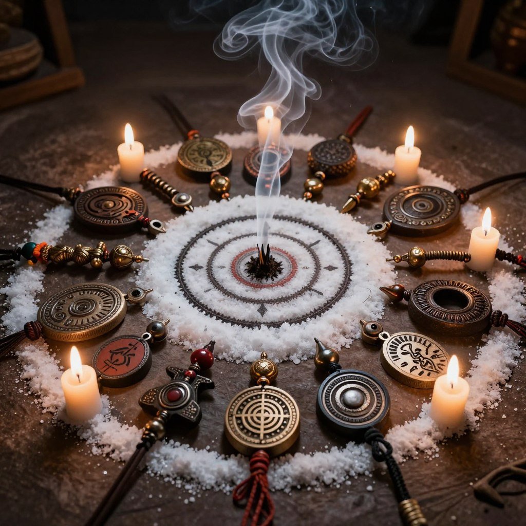 Protective spiritual shield with traditional African symbols