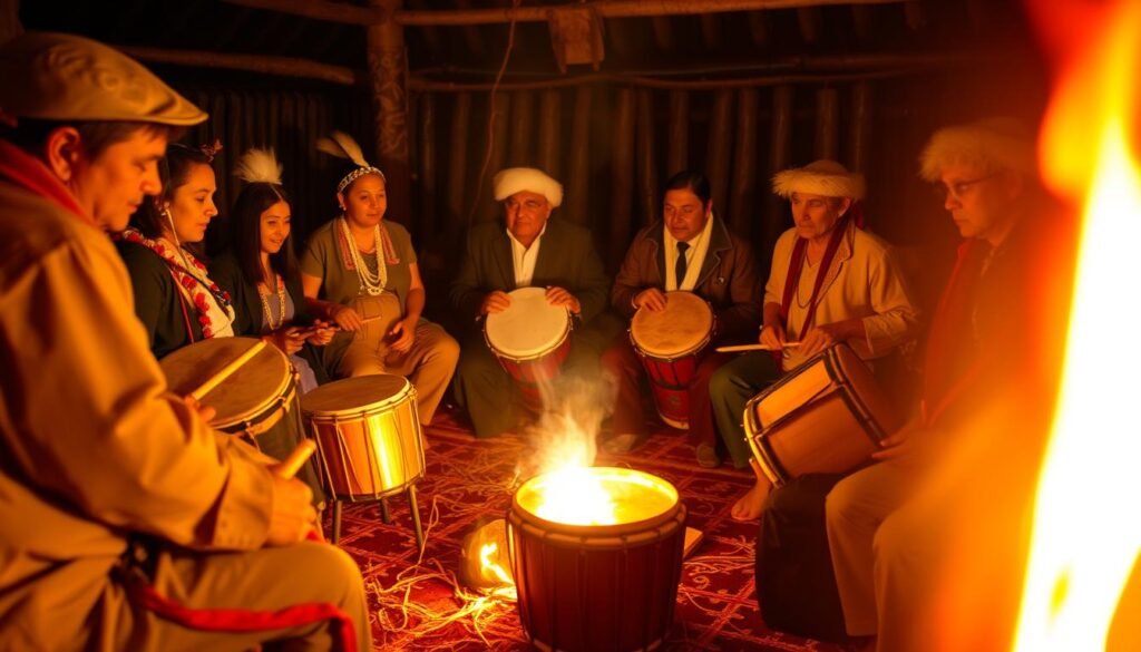 Sacred healing ceremony with drumming and chanting