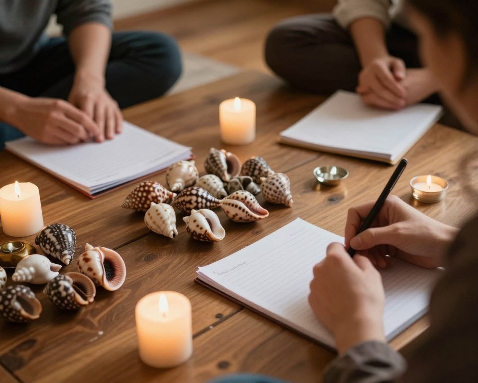 Spiritual consultation session with divination tools