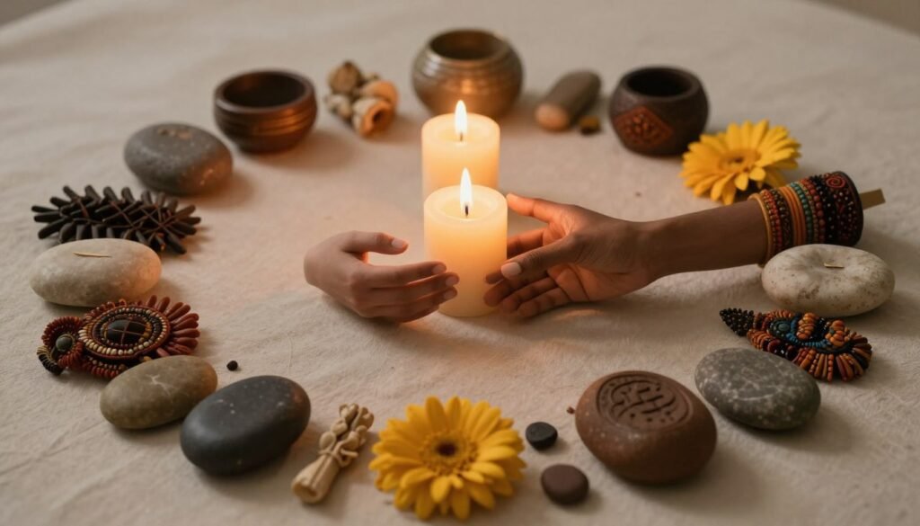 Symbolic representation of relationship healing through African spiritual traditions