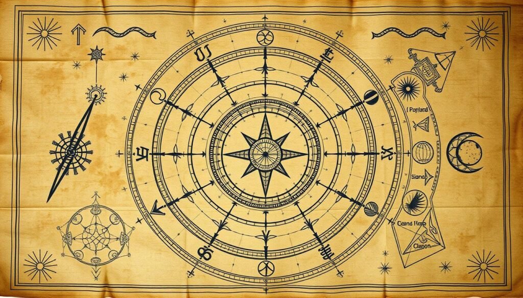 Traditional African astrological chart with celestial symbols used by Dr Kabonge