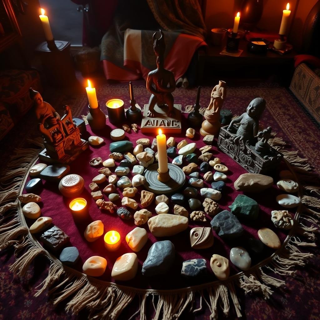 Traditional African commitment ceremony with symbolic items